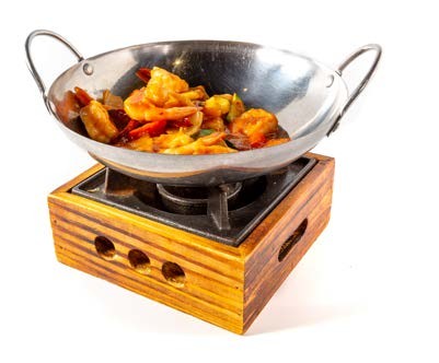 Sartén de gambas y verduras mixtas
