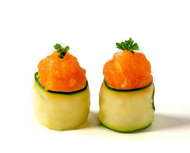 Gunkan de salmón y calabacín
